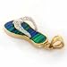 14K Yellow Gold Blue Opal Diamond Flip Flop Pendant