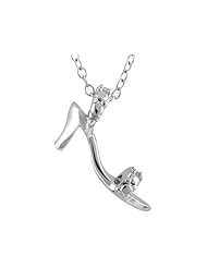 High Heel Shoe Pendant Necklace with Diamond Accent in Sterling Silver with Chain