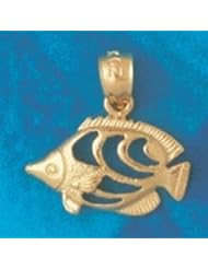 Dazzlers Solid 14 karats Gold Angelfish Charm Pendant available in three colors from jewelsberry (weights: 1.1 grams only)