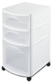 Sterilite 37128002 3 Drawer Cart White with See-Through Drawers and Black C ....