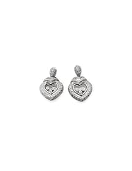 1.18 Carat Diamond Heart Shape Drop Earrings in 18K White Gold