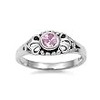 Sterling Silver Baby Ring with Pink CZ - 2mm Band Width - 5mm Face Height - Sizes: 1-5 Sterling Silver Baby Ring with Pink CZ - 2mm Band Width - 5mm Face Height - Sizes: 1-5