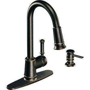 Moen, Inc. CA87012BRB Mediterranean Bronze 1-Handle High Arc Pulldown Kitchen Faucet