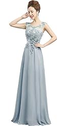 Beaded Crystal Sequined Lace-Up Crystals Chiffon Evening Dress/Bridesmaid Dress 