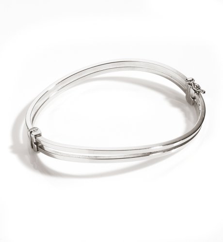 9ct White Gold Twin Wave Bangle