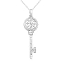 10k White Gold Diamond Key Pendant (1/6 cttw, I-J Color, I3 Clarity), 18''