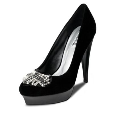 Star by Julien Macdonald- Black union jack jewel platform court shoes- 6