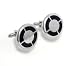 Black Enameled Bulls Eye Cufflinks Silver-Tone Cuff Links