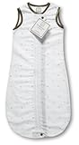SwaddleDesigns Cotton Flannel zzZipMe Sack - Pastl Blue & Gld Litle Dots w/ Mocha Trim (6-12 months)