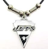 New York Jets Leather Necklace w/Beads & Pewter Pendant - NFL Football Fan Shop Sports Team Merchandise