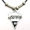 New York Jets Leather Necklace Beads & Pewter Pendant - NFL Football Fan Shop Sports Team Merchandise