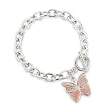 Pale Pink Butterfly Charm Bracelet finished with T-Bar fixing - Children's Jewellery -Includes pretty gift bag - Ideal jewellery present.