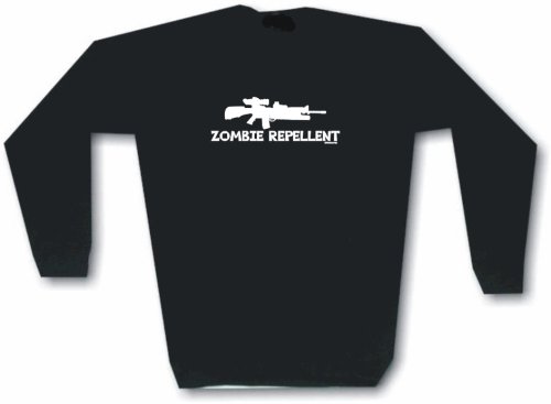 ZOMBIE REPELLENT Machine Gun Logo Men's Sweat Shirt Large-Black