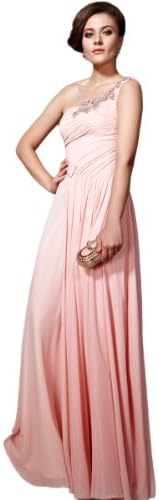 Coniefox Beads Elegance One Shoulder Bridesmaid Dress Size XL Color Pink
