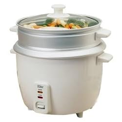 Maxi-Matic ERC-003ST Elite Gourmet 3-Cup Rice Cooker with Glass Lid, White
