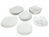 Produkt-Bild: 18tlg. Teller-Set, Tafel-Service, Geschirr-Set eckig, Porzellan Speiseteller