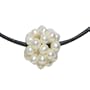 Cultured Pearl Cluster w. Leather Cord Necklace, White