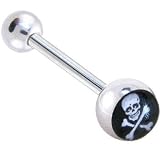SKULL and CROSSBONES Logo Barbell Tongue Ring