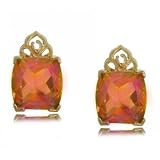 Solid Yellow Gold Stud Earrings Twilight Mystic Topaz