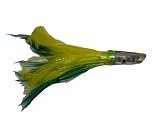 Saltwater Fishing Lure Green and Yellow Feather and Yellow Vinyl Skirt With Slant Head Fishing Lure FREE SHIPPING AND 20% CUSTOMER APPRECIATION DISCOUNT!