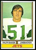 1974 Topps Regular (Football) Card# 68 Ralph Baker of the New York Jets VGX Condition