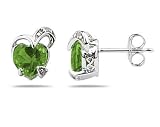 1.50CTW Heart Shape Peridot & Diamond Earrings in 14K White Gold