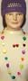Silver Plated Long Chain Necklace with Various Color Circle and Earrings for Women and Teens Offered with Hand Crocheted Purple Gimp Skull Cap