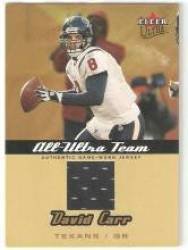 2005 Ultra All-Ultra Team Jerseys Gold #DVC David Carr QB - Houston Texans (Piece of Authentic Game-Worn Jersey) (Football Cards)