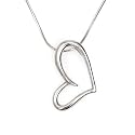 Olive N Figs Sterling Silver 'Falling in Love' Heart Pendant Necklace with 18" Sterling Silver Shiny Snake Chain