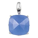 .925 Silver, Sapphire & Blue Jade Faceted Pendant