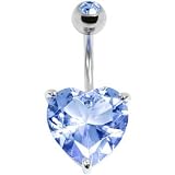 December 14mm Heart Solitaire Birthstone Belly Ring