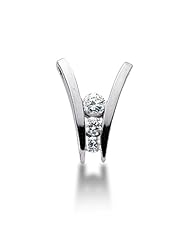 Three Stone Round Brilliant Diamond Pendant in 14K White Gold