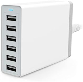 Charging Station for Multiple devices,(50w 6-port Usb Charging Hub) Multi-port Usb Charger for Apple Iphone 6 / 6 Plus, Ipad Air 2 / Mini 3, Samsung Galaxy S6/S6 Edge and More (White)