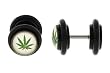 Black Acrylic Fake Plug - Weed Logo - 16g Stud Wire - 8mm Fake Plug - Sold as a Pair