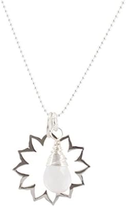 Heart Chakra Necklace with Rose Quartz Stone in Sterling Silver on 18" Bead Chain