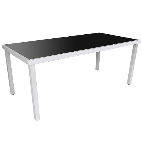 Gartentisch Aluminium/Glas 180x90cm Silber/Schwarz