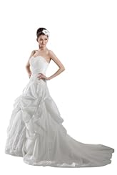 Strapless Lace-Up Beaded Sequined Polyester/Taffeta Empire   Waistline Full Length Wedding Dress  with a Chapel Train 