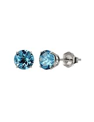 10k White Gold Round Swiss Blue Topaz Gemstone