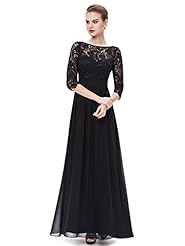 A-line Floor Length Natural   Waistline Bateau Neck Lace Chiffon Prom Dress 