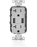 Leviton T5832-GY 20-Amp USB Charger/Tamper Resistant Duplex Receptacle, Gray