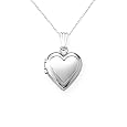 Sterling Silver Children`s Hand Engraved Heart Locket Pendant, 13"