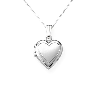 Sterling Silver Children's Hand Engraved Heart Locket Pendant Necklace , 13"