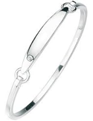 D For Diamond Kiddies Silver Id Bangle