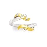 Solid 14K Yellow White Gold Elegant Cubic Zirconia Toe Ring