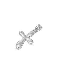 Sterling Silver Italian Cross Pendant Christian Faith Love Charm Solid 925 18mm with 2mm Figaro Chain