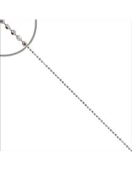 14k White Gold, Sparkly Bead Chain Necklace 1mm Wide