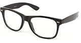 Clear Lens Geek/Nerd Retro Wayfarer Glasses,Black Frame