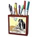 Londons Times Funny Dogs Cartoons - Bored Border Collie - Tile Pen Holders-5 inch tile pen holder