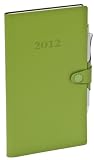Italian GREEN Leather 2012 Weekly Pocket Planner Engagement Calendar With Pen
