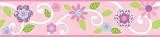 Pink and White with Purple Floral Scroll Wall Border